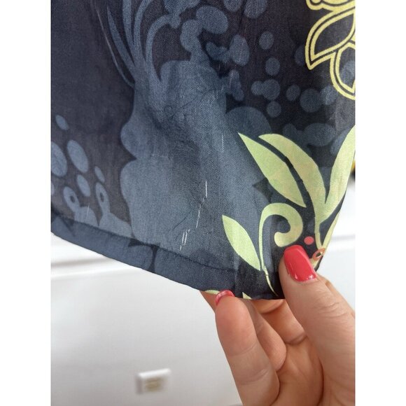 Johnny Was Women’s Floral Silk Top Long Sleeve Tasseled Tie Front Boho Small - Picture 8 of 9